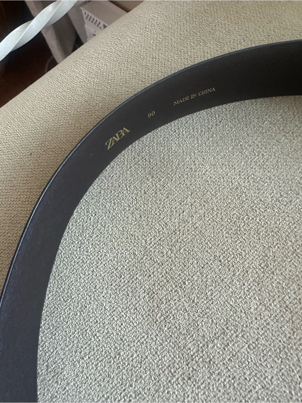 Zara NWT Brown 100% Leather Belt with Gold Curved Buckle